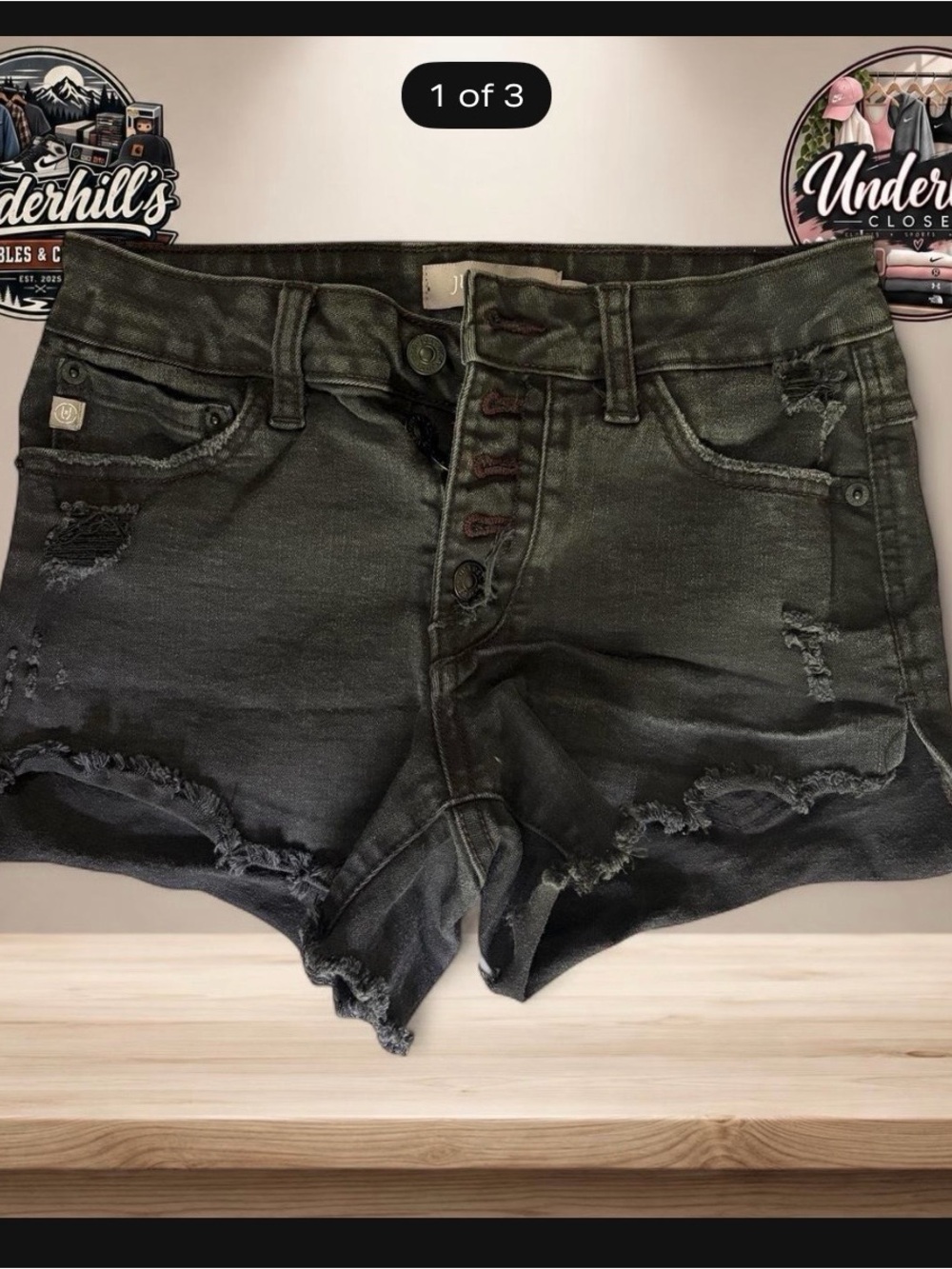 Just USA Distressed Black Denim Shorts